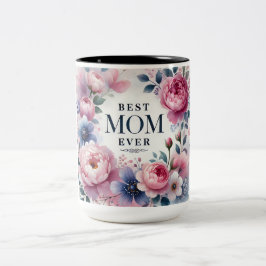 Taza Bicolor Mejor Mamá Jamás Floral Mug — Elegante Peony y Pas