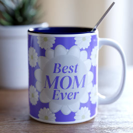 Taza Bicolor Mejor Mamá Patrón De Daisy Púrpura Café Mug