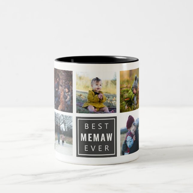 Taza Bicolor Mejor Memaw Personalizado Photo Mug (Centro)