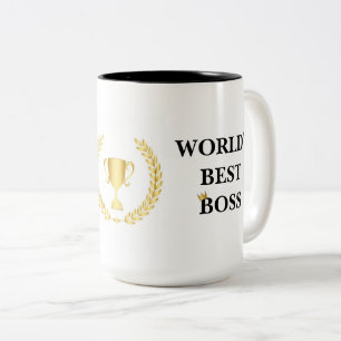 Taza Bicolor Mejor Mug de Jefe del Mundo con diseño de corona 