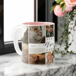 Taza Bicolor Mejor Nana Ever | Collage de fotos Elegante Script<br><div class="desc">Envíe un hermoso regalo personalizado a su nana que ella apreciará. Collage especial de fotos familiares personalizadas para mostrar tus fotos y recuerdos familiares especiales. Nuestro diseño presenta un sencillo diseño de cuadrícula de 8 fotos con el "Mejor Nana de la Historia" diseñado en un hermoso estilo de escritura negro...</div>