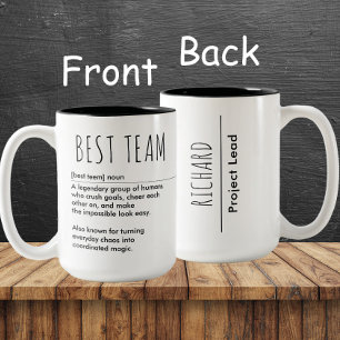 Taza Bicolor Mejor Nombre personalizado del equipo y valoración