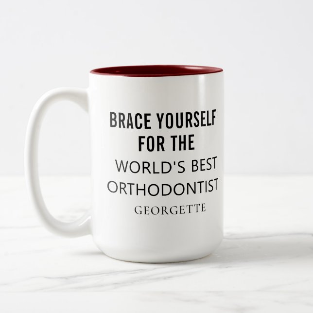 Taza Bicolor Mejor nombre profesional ortodoncista personalizad (Izquierda)