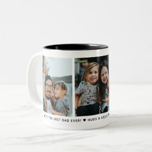 Taza Bicolor Mejor Papá Collage de 3 Fotos y Mensaje Personaliz