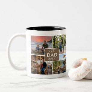 Taza Bicolor Mejor Papá del Mundo Collage de 4 Fotos Personaliz