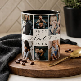 Taza Bicolor Mejor Papá del Mundo | Día del Padre 8 Colaje de F
