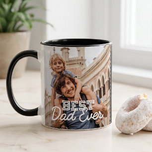 Taza Bicolor Mejor Papá del Mundo Moderno Estilo de Punto Foto 