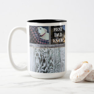 Taza Bicolor Mejor Papá del Mundo Rústico Deteriorado Añadir Fo