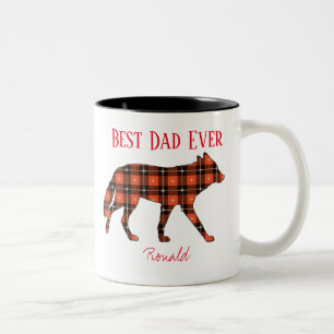 Taza Bicolor Mejor Papa jamás tocado en búfalo de lobo