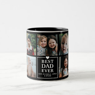 Taza Bicolor Mejor Papá Moderno De 7 Collages de fotos Y Nombre