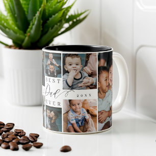Taza Bicolor Mejor Papá Nunca   Collage de fotos del Día del Pa