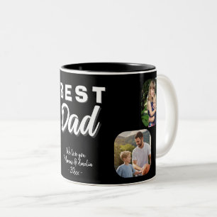 Taza Bicolor Mejor Papá Padre 4 Foto Familiar
