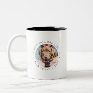 Taza Bicolor Mejor Papá Perro del Mundo Elegante Simple Foto Pe
