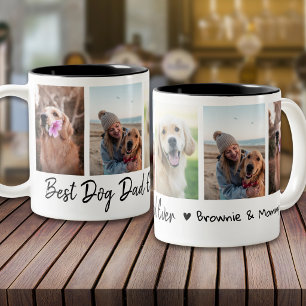 Taza Bicolor Mejor Papá Perro del Mundo Mascota 5 Fotocolage Ne