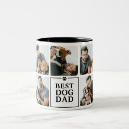 Taza Bicolor Mejor Papá Perro Moderno Collage de 7 Fotos