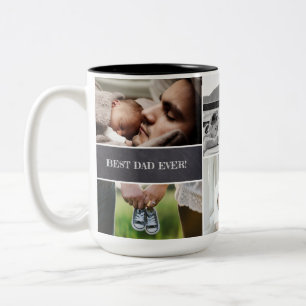 Taza Bicolor Mejor Papá Personalizado Collage de fotos Papi