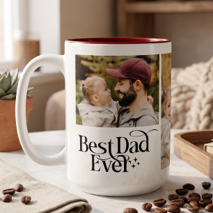 Taza Bicolor Mejor Papá Personalizado Foto