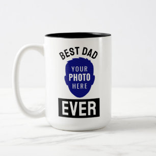 Taza Bicolor Mejor Papá Personalizado Foto Silueta