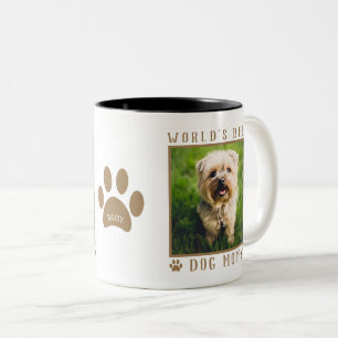 Taza Bicolor Mejor perro del mundo mamá Paw nombre impreso Masc