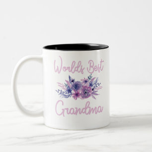 Taza Bicolor Mejor polo de abuela del mundo Flor morada de Aqua