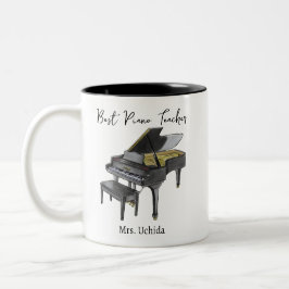 Taza Bicolor Mejor Profesor de Piano Nombre Personalizado Regal