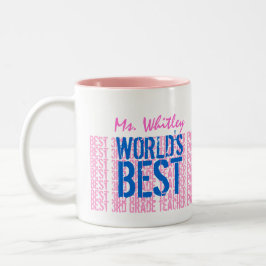 Taza Bicolor Mejor profesor de tercer grado, rosa azul
