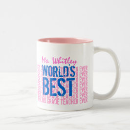 Taza Bicolor Mejor profesor de tercer grado, rosa azul