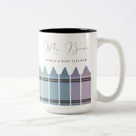 Taza Bicolor Mejor profesor del mundo del arcoiris del Crayón p