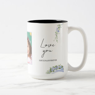 Taza Bicolor Mejor Regalo para Mamá Boho Azul Salvia Verde Flor