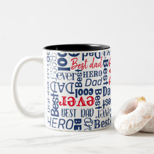 Taza Bicolor Mejor tipografía moderna de papá nunca antes rojo 
