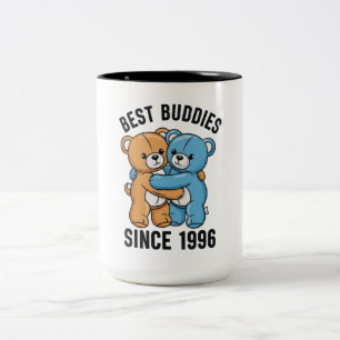 Taza Bicolor Mejores Amigos Desde 1996 Abrazando Ositos de Pelu