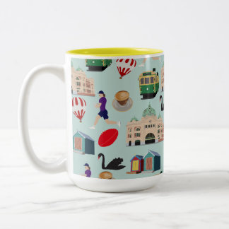 Taza Bicolor Melbourne Aus, Estación Flinders St Café Fútbol