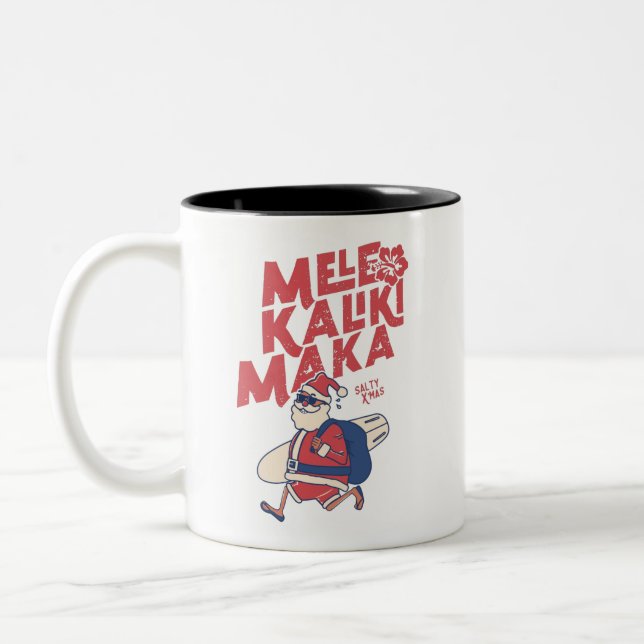 Taza Bicolor Mele Kalikimaka - Divertidos Navidades de Santa Ha (Izquierda)