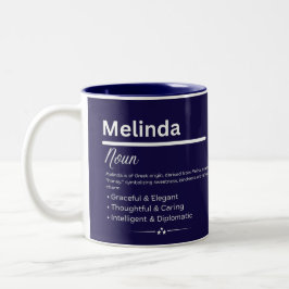 Taza Bicolor Melinda, Girl Personalized Name Definition Mug