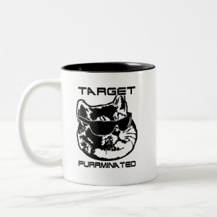 Taza Bicolor Meme de gato de ciencia ficción negro y blanco