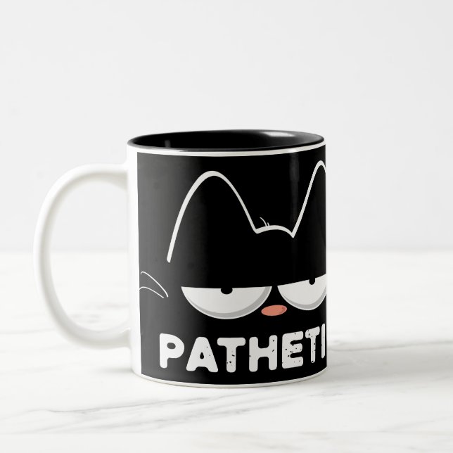 Taza Bicolor Meme de gato patético (Izquierda)