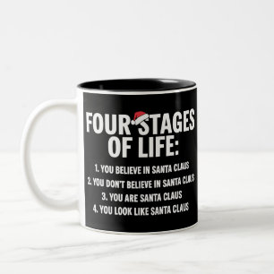 Taza Bicolor Meme de humor de Santa de las cuatro etapas de la 