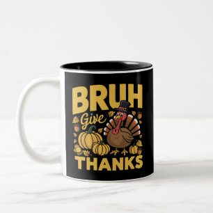 Taza Bicolor Meme Gracioso De Acción De Gracias Pavo Agradecido