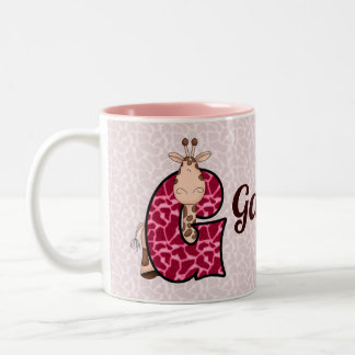 Taza Bicolor Menores Monograma G personalizado rosa con nombre