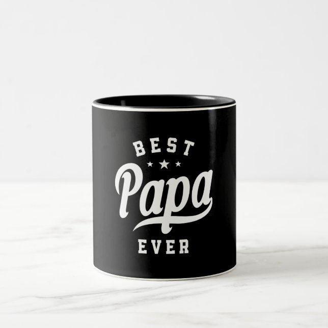 Taza Bicolor Mens Best Papa Ever - Funny Fathers Day (Centro)