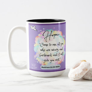 Taza Bicolor Mensaje de esperanza - Mateo 11-28 - Dos tonterías