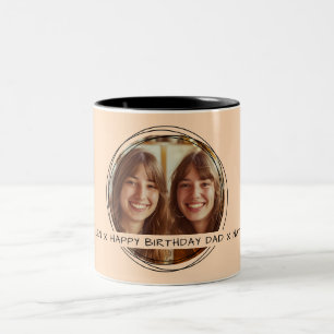 Taza Bicolor Mensaje de foto de plantilla Keepsake Dad Peach C1