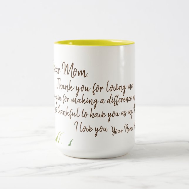 Taza Bicolor Mensaje de la carta de mamá (Centro)