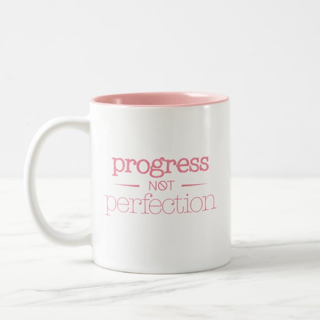 Taza Bicolor Mensaje Motivacional Progreso No Perfección (Izquierda)
