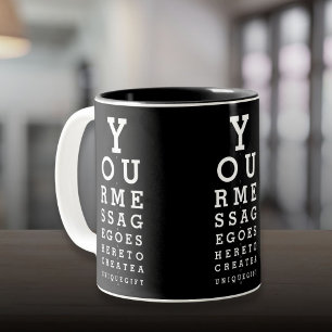 Taza Bicolor Mensaje personalizado Tabla optométrica divertida