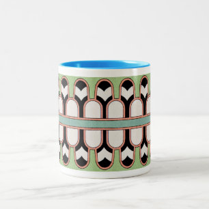 Taza Bicolor Menta geométrica del modelo del art déco asirio