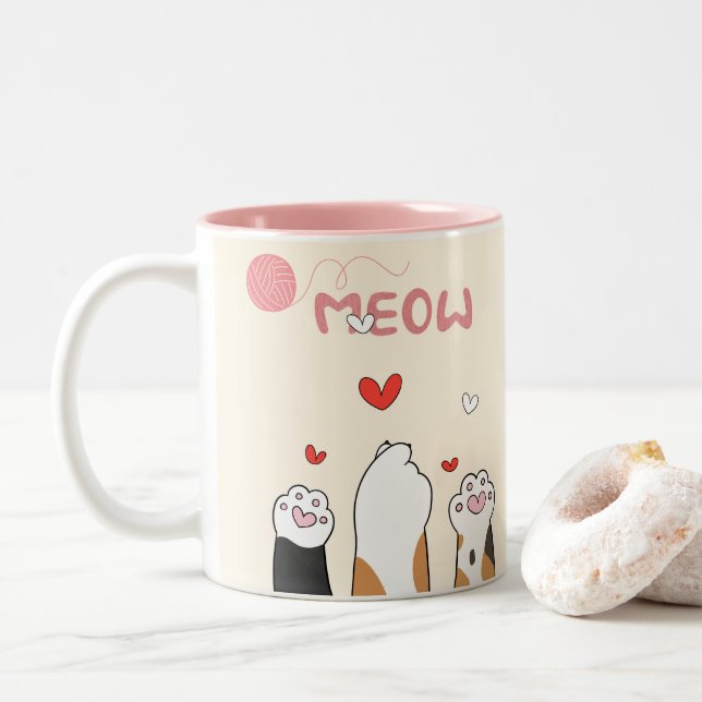 Taza Bicolor Meow mug (Con donut)