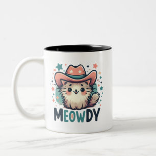 Taza Bicolor Meowdy Cactus vaquero lindo gato