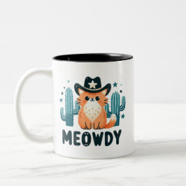 Taza Bicolor Meowdy cowboy Gorra Cactus cat