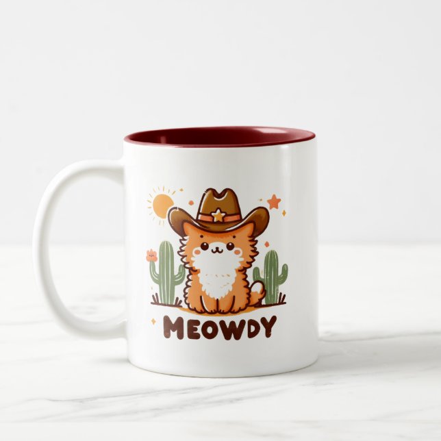 Taza Bicolor Meowdy cowboy Gorra Cactus cat (Izquierda)